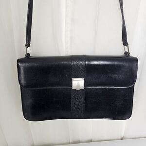 Vintage Mark Cross Black Leather Shoulder Bag